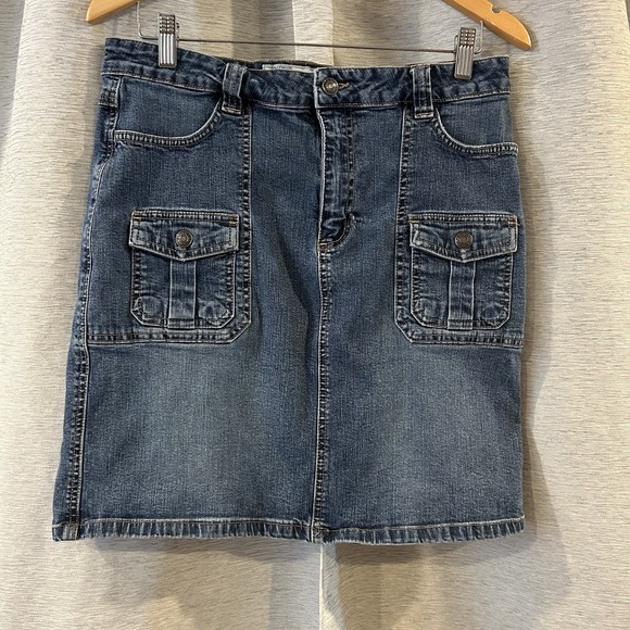 Vintage Y2K Old Navy Blue‎ Jeans Denim Stretch Skirt Boho Hippie 12 - Picture 1 of 4